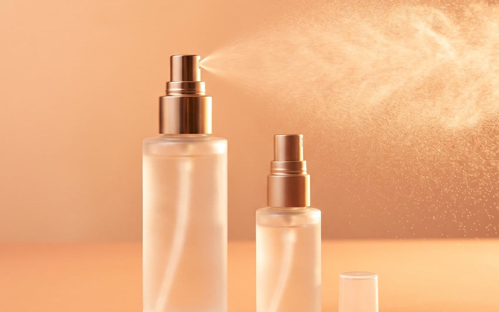 Unbranded setting spray bottles on a marble surface